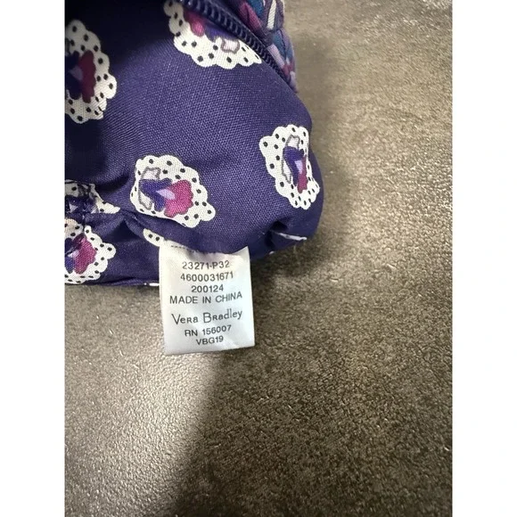 Vera Bradley Zip ID Coin Change‎ Keychain Small Wallet Purple Floral - Picture 7 of 7